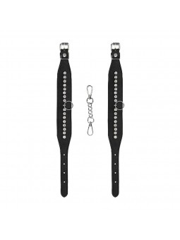 Diamond Studded Ankle Cuffs - Black