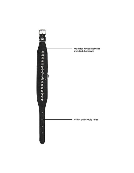 Diamond Studded Ankle Cuffs - Black