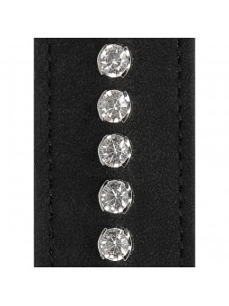 Diamond Studded Collar With Leash - Blak