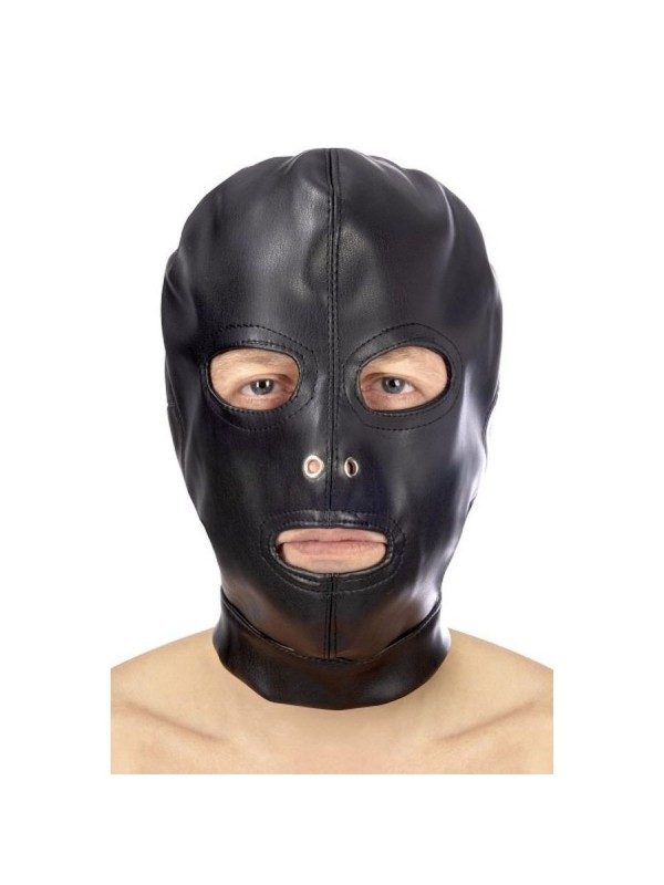 Cagoule yeux bouche sangle lacet Fetish