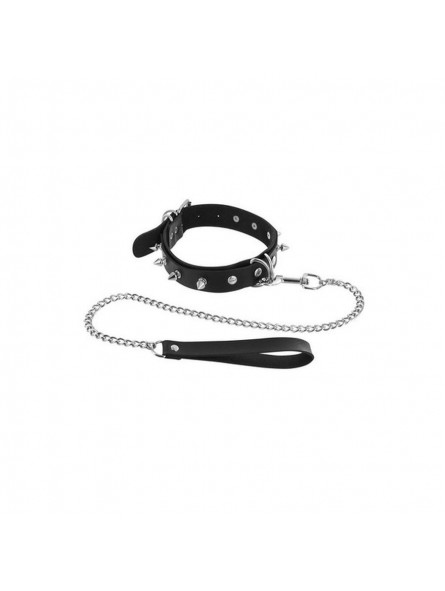 Collier à pointes métal et laisse Fétisn Collier à pointes métal et laisse Fétisn