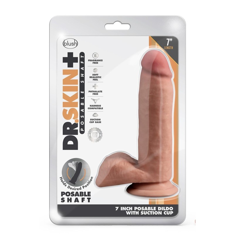 DR. SKIN PLUS  7 INCH POSABLE DILDO WITH