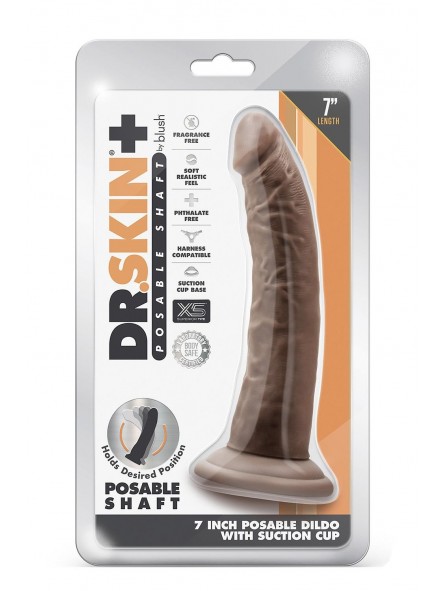 DR. SKIN PLUS 7 INCH POSABLE DILDO CHOCO