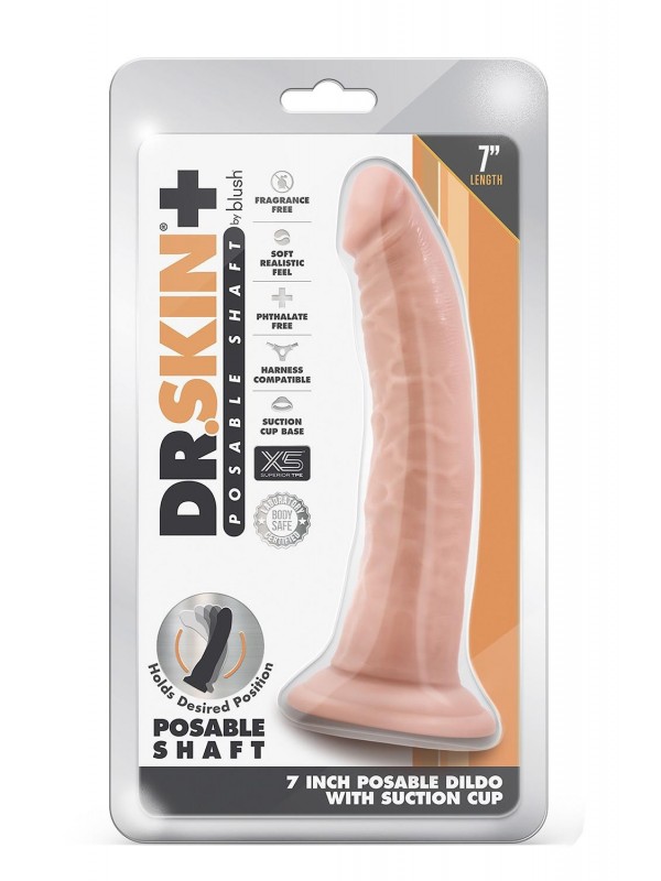 DR. SKIN PLUS 7 INCH POSABLE DILDO VANIL