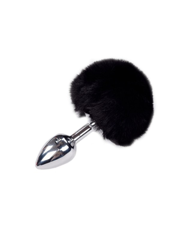 Metal Anal Fluffly Plug S - Black