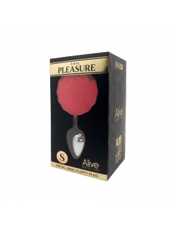 Metal Anal Fluffly Plug S - Red