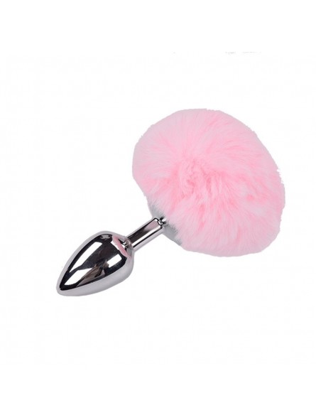 Metal Anal Fluffly Plug M - Pink
