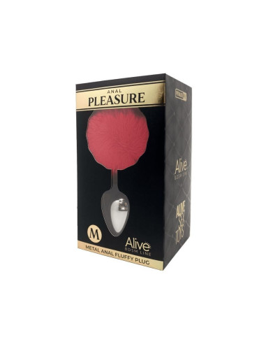Metal Anal Fluffly Plug M - Red