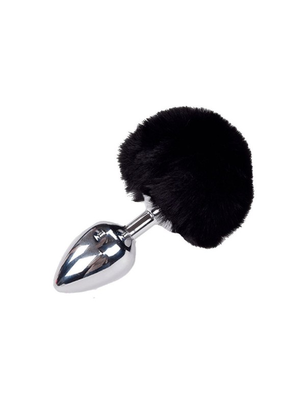 Metal Anal Fluffly Plug L - Black