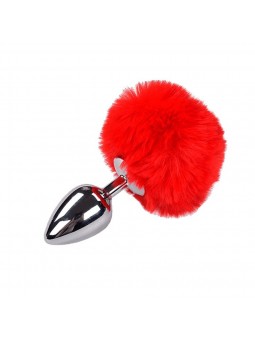 Metal Anal Fluffly Plug L - Red