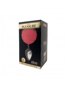 Metal Anal Fluffly Plug L - Red