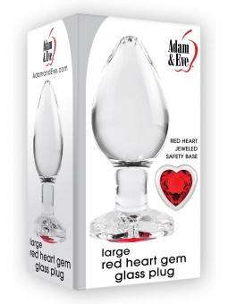 A&E RED HEART GEM GLASS PLUG LARGE