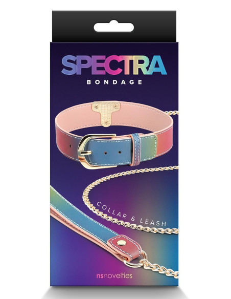 SPECTRA BONDAGE COLLAR &  LEASH RAINBOW