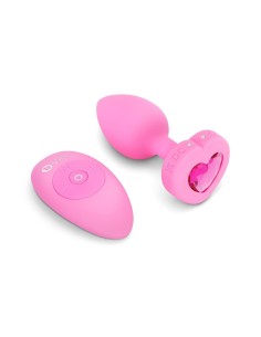 VIBRATING HEART SHAPE JEWEL PLUG SM PINK