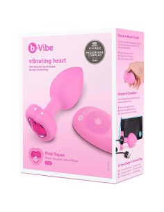 VIBRATING HEART SHAPE JEWEL PLUG SM PINK 2