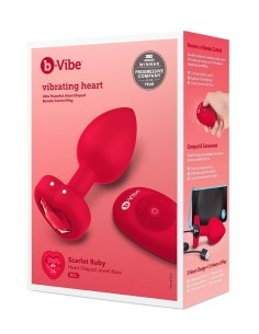 VIBRATING HEART SHAPE JEWEL PLUG ML RED