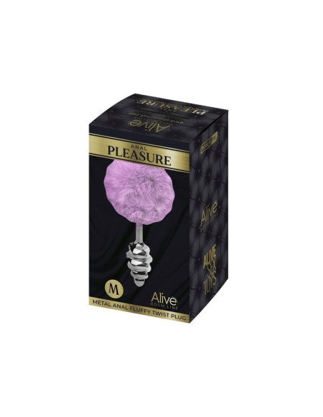 Metal Anal Fluffly Twist Plug M - Pink