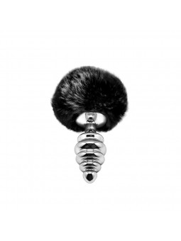Metal Anal Fluffly Twist Plug M - Black