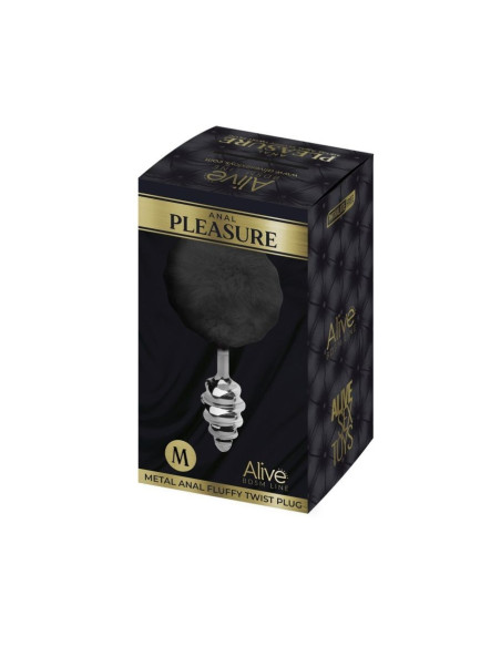 Metal Anal Fluffly Twist Plug M - Black