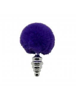 Metal Anal Fluffly Twist Plug M-Dark Pur