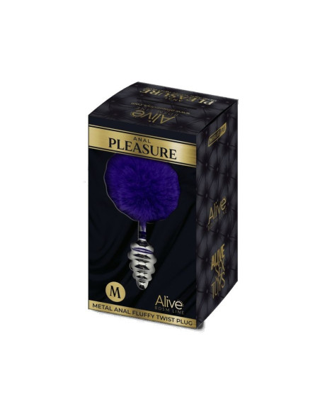 Metal Anal Fluffly Twist Plug M-Dark Pur