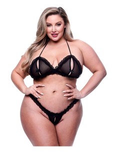 BACI 2PC PEEKABOO BRA & CROTCHLESS G-STRING SET BLACK