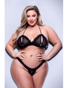 BACI 2PC PEEKABOO BRA & CROTCHLESS G-STRING SET BLACK 2