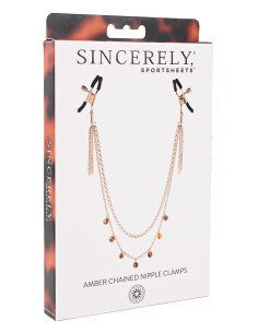SPORTSHEETS AMBER CHAINED NIPPLE CLAMPS 2