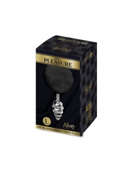 Metal Anal Fluffly Twist Plug L - Black