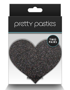 PRETTY PASTIES GLITTER HEARTS BLACK GOLD