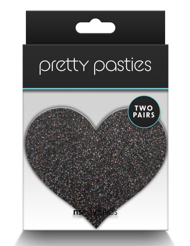 PRETTY PASTIES GLITTER HEARTS BLACK GOLD