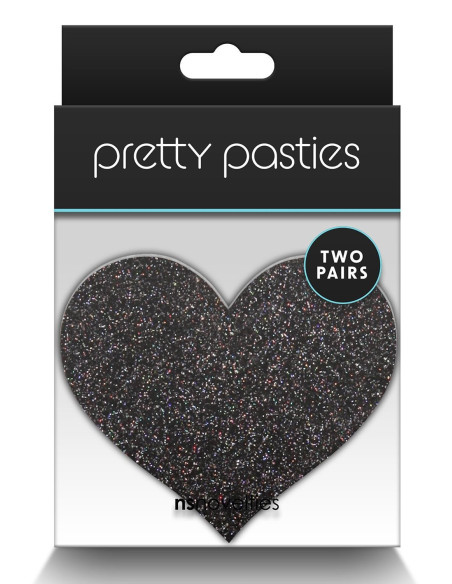 PRETTY PASTIES GLITTER HEARTS BLACK GOLD