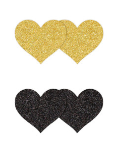 PRETTY PASTIES GLITTER HEARTS BLACK GOLD 2