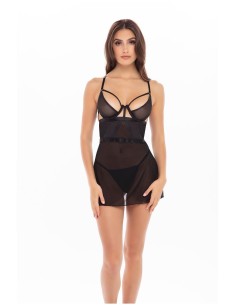 2PC BONDAGE STRAPPING CHEMISE SET BLACK