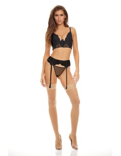BOMBSHELL BOUDOIR PEEK A BOO WIRE 3 PC SET BLACK 2