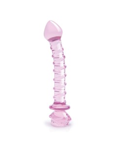 GLAZE GLASS ROSEBUD SPIRAL G-SPOT DILDO 2