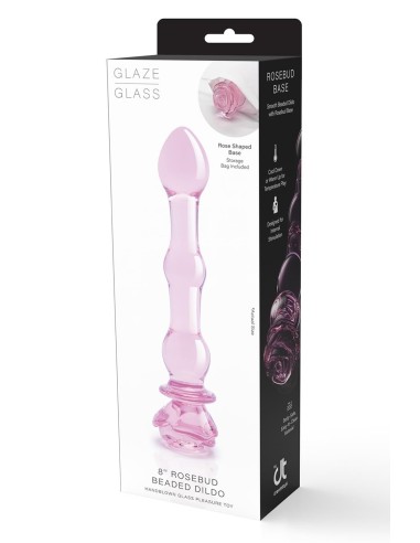 GLAZE GLASS ROSEBUD BEADED DILDO