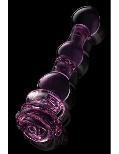 GLAZE GLASS ROSEBUD BEADED DILDO