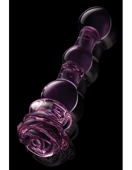 GLAZE GLASS ROSEBUD BEADED DILDO