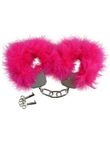 METALLIC HANDCUFFS FEATHER PINK acquista online su Porky's Store