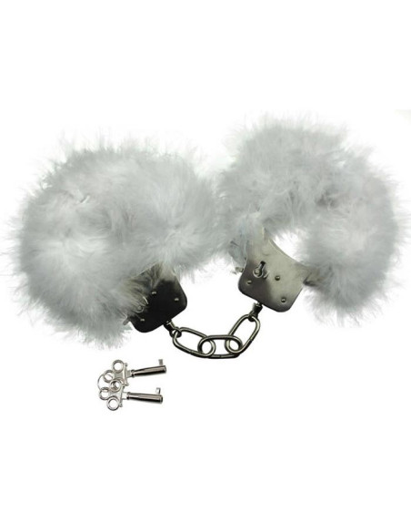 METALLIC HANDCUFFS FEATHER WHITE acquista online su Porky's Store