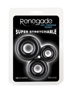 RENEGADE 3PC FIREMAN RINGS BLACK