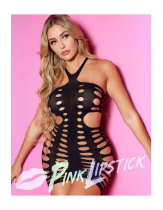 TALKING SIDES HALTER DRESS BLACK 2