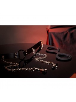 O-Ring Gag with Nipple Clamps - Black