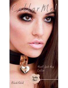 KINKY DIVA HEART LOCK & KEY COLLAR BLACK