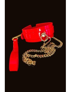 KINKY DIVA O-RING COLLAR + LEASH RED/GOL
