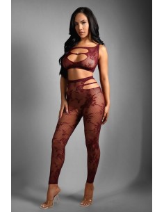 UNDIVIDED ATTENTION CUT-OUT TOP & CROTCHLESS TIGHTS BURGUNDY 2