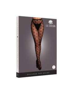 Heart Patterned Tights - One Size - Blac