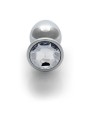 Round Gem Butt Plug - Large - Silver/Dia