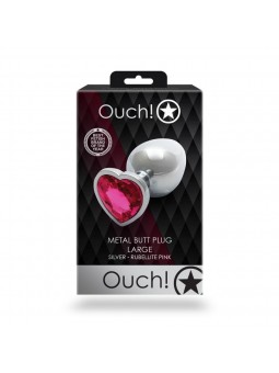 Heart Gem Butt Plug - Large - Silver/Rub
